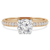 Round Diamond High Set Solitaire with Accents Engagement Ring in Yellow Gold (MVS0131-Y)