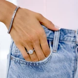 Round Diamond Cathedral Round Halo Engagement Ring in White Gold (MVS0133-W)