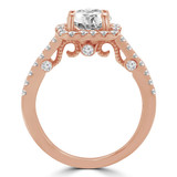 Round Diamond Cushion Halo Engagement Ring in Rose Gold (MVS0148-R)