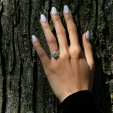 Round Diamond Cathedral Cushion Halo Engagement Ring in White Gold (MVS0151-W)