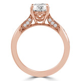Round Diamond Vintage Cathedral Solitaire with Accents Engagement Ring in Rose Gold (MVS0156-R)