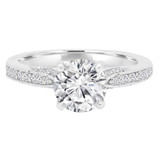 Round Diamond Vintage Cathedral Solitaire with Accents Engagement Ring in White Gold (MVS0156-W)