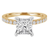 Princess Diamond Solitaire with Accents Engagement Ring in Yellow Gold (MVS0162-Y)