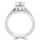 Round Diamond Cathedral Trellis Solitaire with Accents Engagement Ring and Wedding Band Set Ring in White Gold (MVS0163-W)