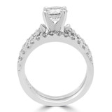 Round Diamond Cathedral Solitaire with Accents Engagement Ring and Wedding Band Set Ring in White Gold (MVS0168-W)