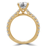 Round Diamond Cathedral Solitaire with Accents Engagement Ring in Yellow Gold (MVS0176-Y)