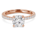 Round Diamond Hidden Halo Solitaire with Accents Engagement Ring in Rose Gold (MVS0179-R)