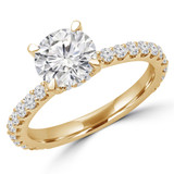 Round Diamond Hidden Halo Solitaire with Accents Engagement Ring in Yellow Gold (MVS0179-Y)