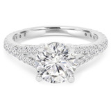 Round Diamond Split-Shank Cathedral Solitaire with Accents Engagement Ring in White Gold (MVS0180-W)