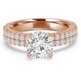 Round Diamond Two-Row Solitaire with Accents Engagement Ring in Rose Gold (MVS0181-R)