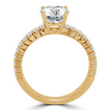Round Diamond Two-Row Solitaire with Accents Engagement Ring in Yellow Gold (MVS0181-Y)