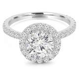 Round Diamond Diamond Bridge Round Halo Engagement Ring in White Gold (MVS0183-W)