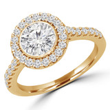 Round Diamond Cathedral Open Bridge Bezel Set Round Halo Engagement Ring in Yellow Gold (MVS0184-Y)
