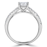 Princess Diamond Split-Shank Cathedral Solitaire with Accents Engagement Ring in White Gold (MVS0185-W)