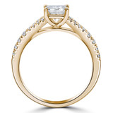 Princess Diamond Split-Shank Cathedral Solitaire with Accents Engagement Ring in Yellow Gold (MVS0185-Y)