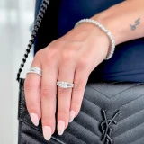 Princess Diamond Three-Row Split-Shank Solitaire with Accents Engagement Ring in White Gold (MVS0186-W)