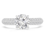 Round Diamond Three-Row Solitaire with Accents Engagement Ring in White Gold (MVS0198-W)