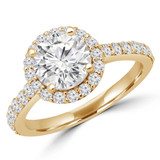 Round Diamond Cathedral Open Bridge Round Halo Engagement Ring in Yellow Gold (MVS0199-Y)