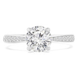 Round Diamond Tapered Cathedral Solitaire with Accents Engagement Ring in White Gold (MVS0202-W)