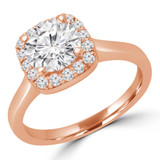 Round Diamond Cathedral Cushion Halo Engagement Ring in Rose Gold (MVS0211-R)