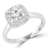 Round Diamond Cathedral Cushion Halo Engagement Ring in White Gold (MVS0211-W)