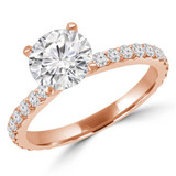 Round Diamond Solitaire with Accents Engagement Ring in Rose Gold (MVS0212-R)