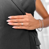 Round Diamond Cathedral Solitaire with Accents Engagement Ring in White Gold (MVS0213-W)