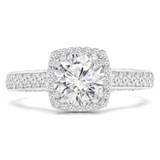 Round Diamond Vintage Cathedral Cushion Halo Engagement Ring in White Gold (MVS0216-W)