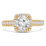 Round Diamond Vintage Cathedral Cushion Halo Engagement Ring in Yellow Gold (MVS0216-Y)