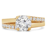 Round Diamond Split-Shank Trellis Solitaire with Accents Engagement Ring in Yellow Gold (MVS0217-Y)