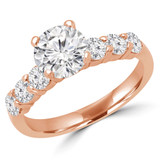 Round Diamond Solitaire with Accents Engagement Ring in Rose Gold (MVS0218-R)