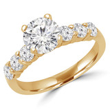 Round Diamond Solitaire with Accents Engagement Ring in Yellow Gold (MVS0218-Y)