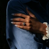 Round Diamond Three-Row Open Bridge Cushion Halo Engagement Ring in White Gold (MVS0221-W)