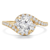 Round Diamond Bypass Halo Engagement Ring in Yellow Gold (MVS0224-Y)