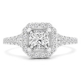 Princess Diamond Split-Shank Radiant Halo Engagement Ring in White Gold (MVS0225-W)
