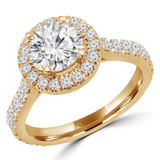 Round Diamond Cathedral Round Halo Engagement Ring in Yellow Gold (MVS0226-Y)