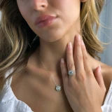 Round Diamond Tapered Double Cushion Halo Engagement Ring in White Gold (MVS0229-W)