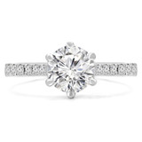 Round Diamond Cathedral 6-Prong Solitaire with Accents Engagement Ring in White Gold (MVS0234-W)