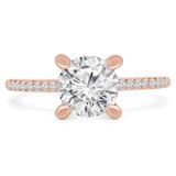 Round Diamond Cathedral Solitaire with Accents Engagement Ring in Rose Gold (MVS0239-R)