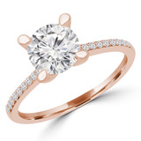 Round Diamond Cathedral Solitaire with Accents Engagement Ring in Rose Gold (MVS0239-R)