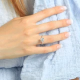 Round Diamond Cathedral Solitaire with Accents Engagement Ring in White Gold (MVS0239-W)