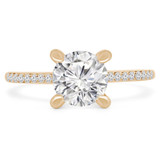 Round Diamond Cathedral Solitaire with Accents Engagement Ring in Yellow Gold (MVS0239-Y)