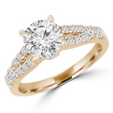 Round Diamond Split-Shank Cathedral Solitaire with Accents Engagement Ring in Yellow Gold (MVS0242-Y)