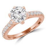 Round Diamond Cathedral 6-Prong Solitaire with Accents Engagement Ring in Rose Gold (MVS0245-R)