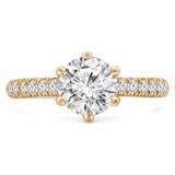 Round Diamond Cathedral 6-Prong Solitaire with Accents Engagement Ring in Yellow Gold (MVS0245-Y)