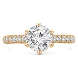 Round Diamond Cathedral 6-Prong Solitaire with Accents Engagement Ring in Yellow Gold (MVS0245-Y)