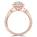 Round Diamond Cathedral Halo Engagement Ring in Rose Gold with Accents (MVS0255-R)