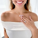 Round Diamond High Set Rollover Halo Engagement Ring in White Gold with Accents (MVS0257-W)