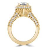 Round Diamond Vintage Cathedral Rollover  Halo Engagement Ring in Yellow Gold with Accents (MVS0259-Y)
