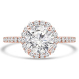Round Diamond Cathedral Halo Engagement Ring in Rose Gold with Accents (MVS0261-R)